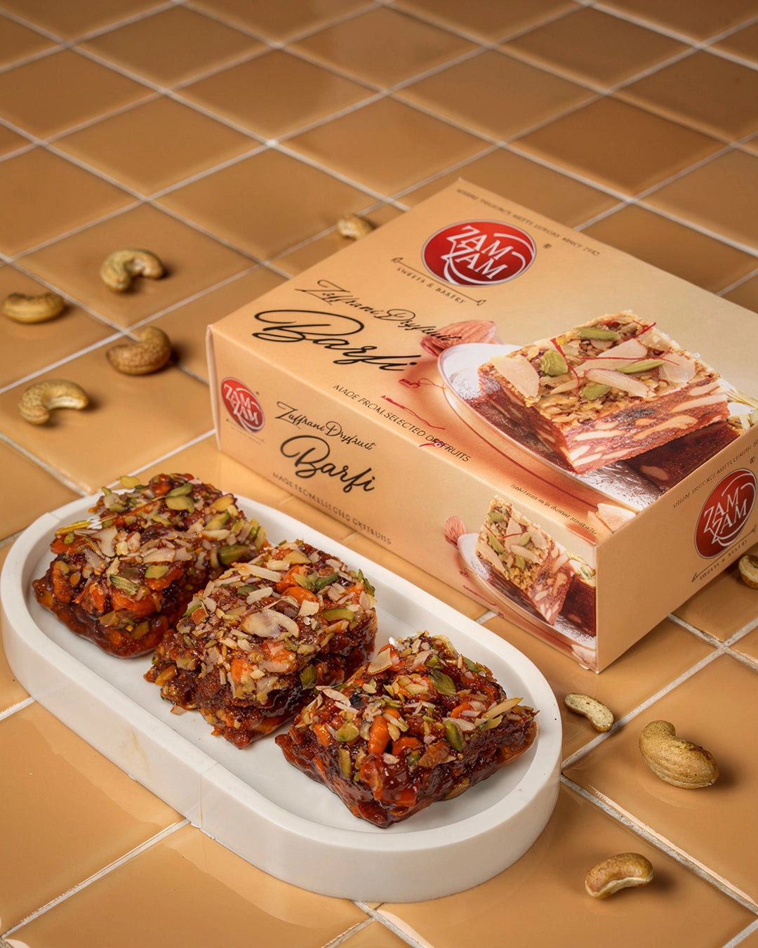 Zaffrani Dryfruit Barfi - 250g – ZAMZAMSWEETS