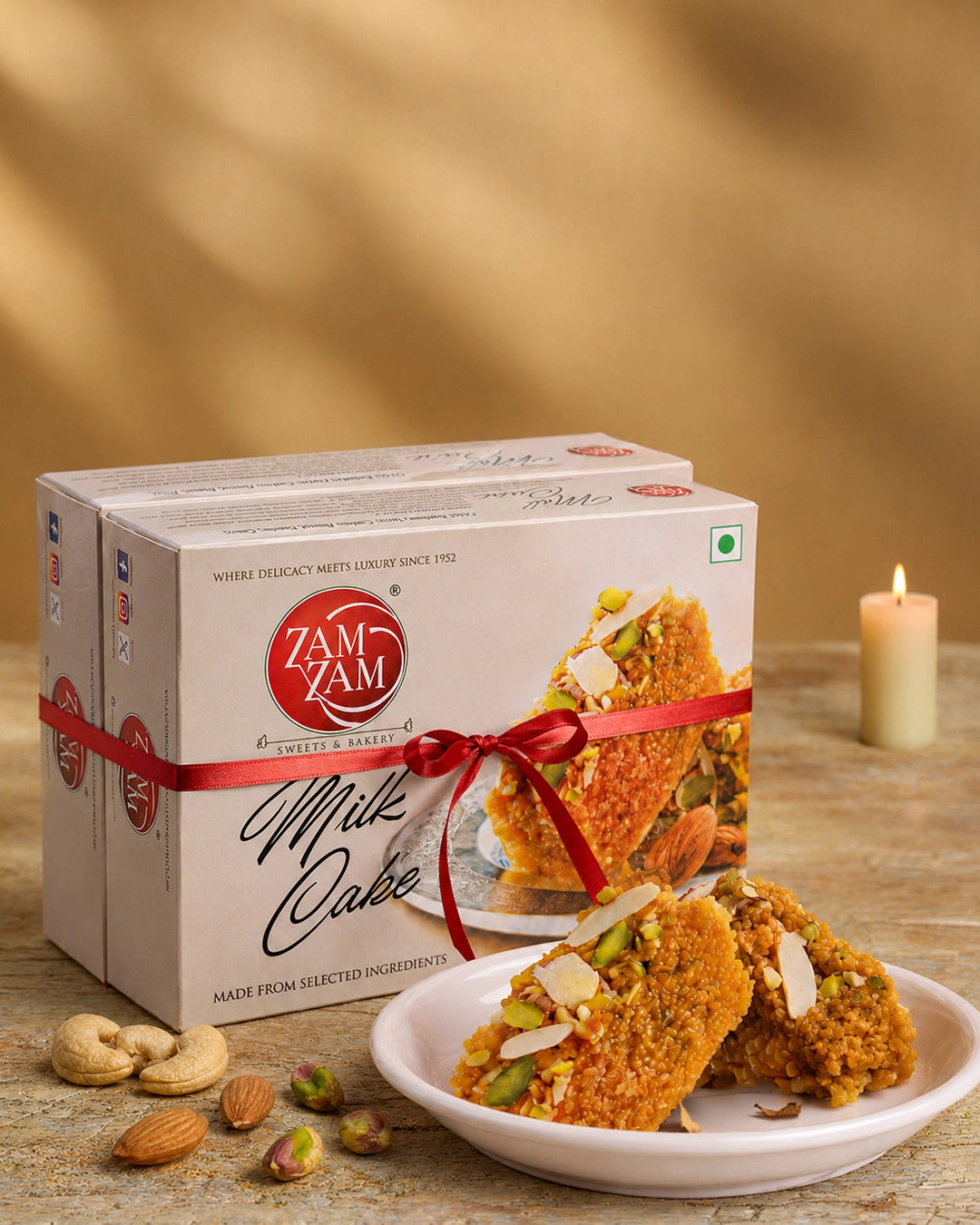 Milk Cake soft and grainy traditional Indian sweet made fresh with slow-cooked milk by Zam Zam Sweets