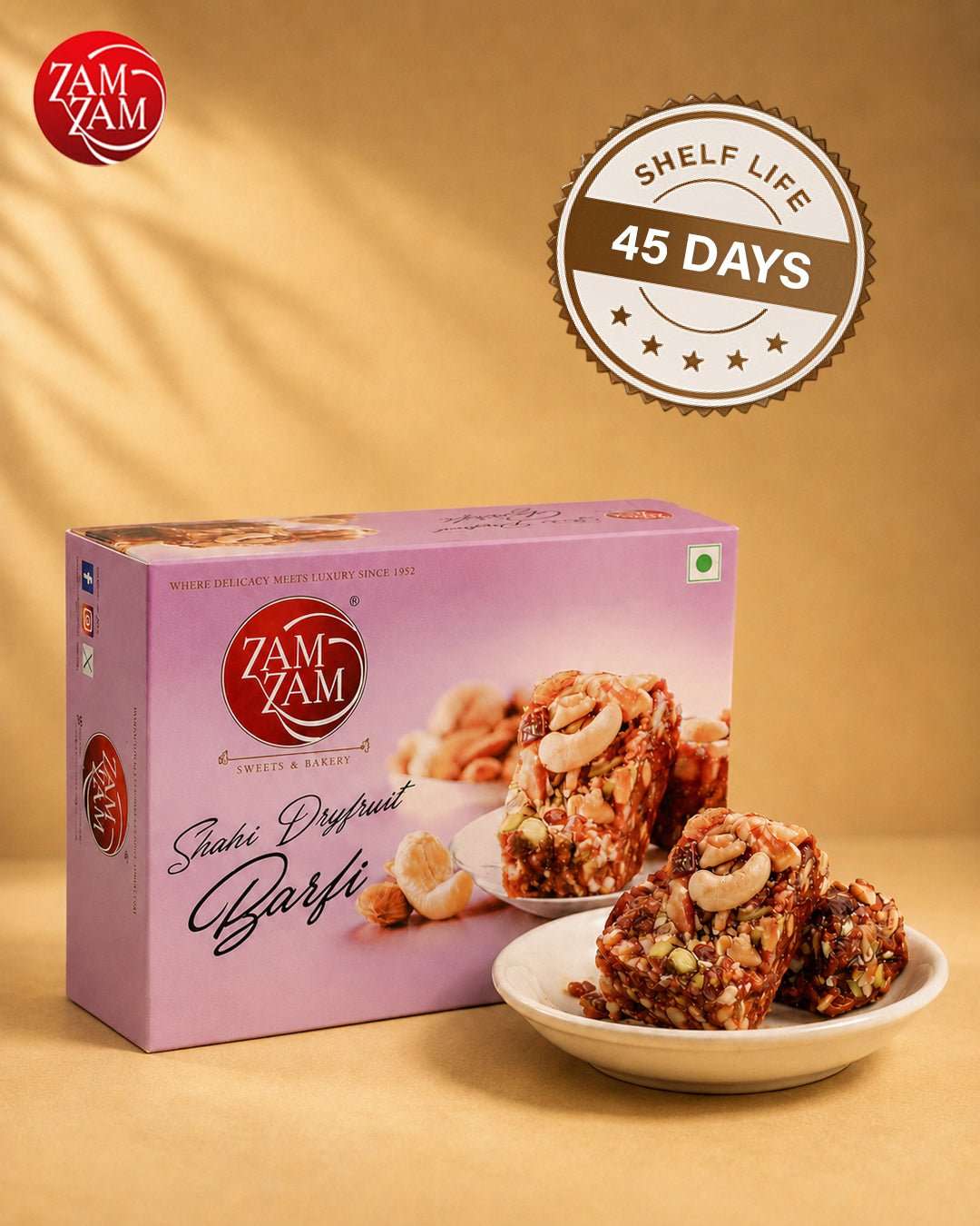 Shahi DryFruit Barfi - 250g - ZAMZAMSWEETS